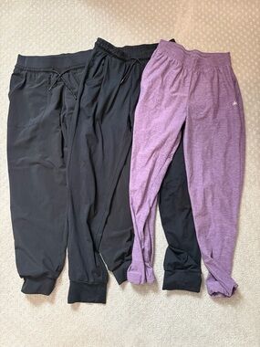 Kids Jogger Pants bundle - Black & Purple Stretch Casual joggers large 10 - 12